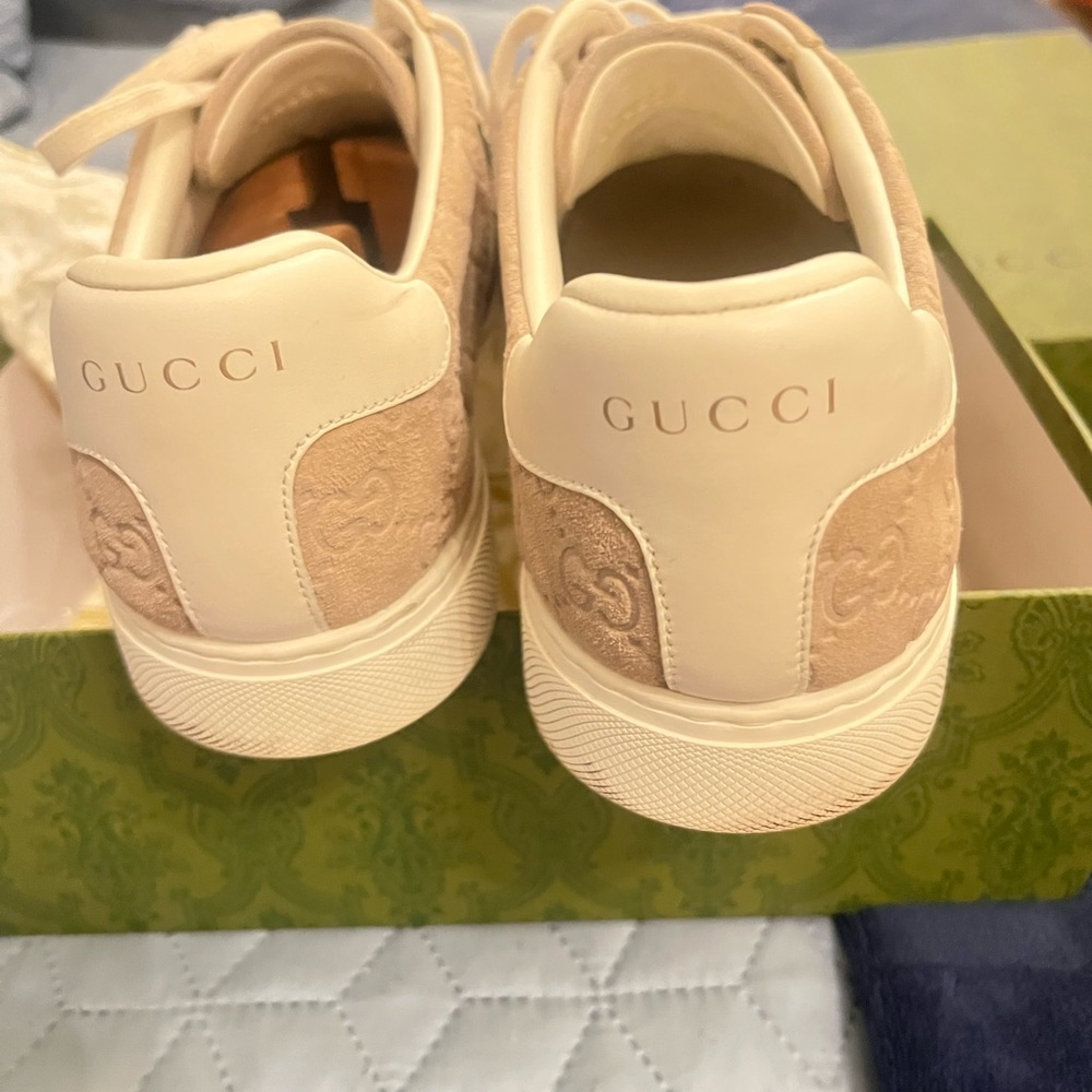 Authentic Gucci Beige Suede ACE Sneakers with Red & Green Web! Beautiful 🇮🇹👟8.5 - Picture 9 of 14